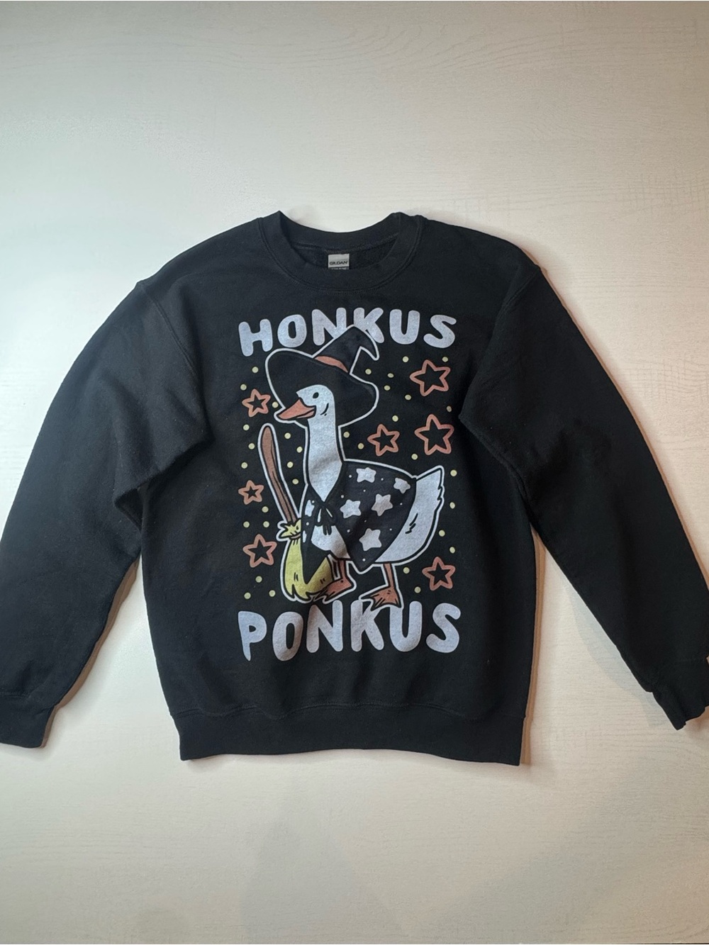 Gildan Black 'Honkus Ponkus' Graphic Crewneck with Multi-Color Print